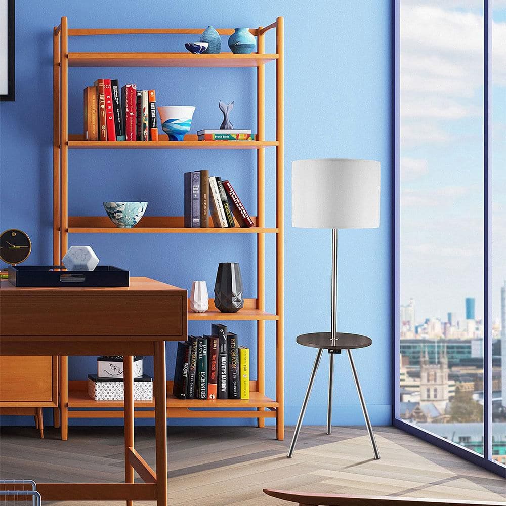 57 in. Black Standard Floor Lamp with Side Table with USB Charging Port, Floor Lamp for Living Room, Bedroom, Office price history on PriceWatchPro