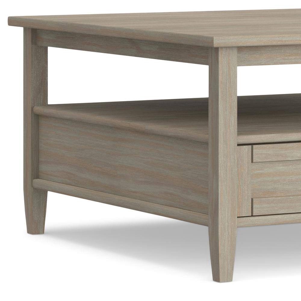 Shaker Style Distressed Grey Solid Wood Square Coffee Table with Storage