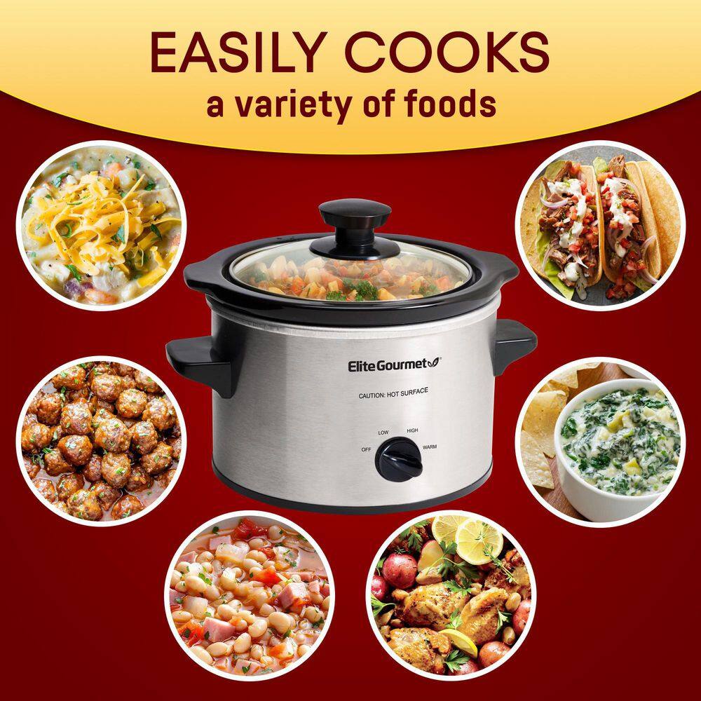Stainless Steel 1.5 Qt Mini Slow Cooker with Removable Bowl