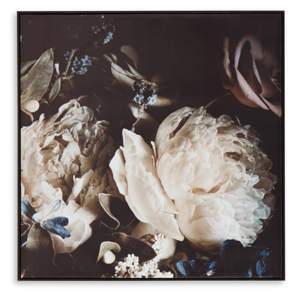 Hurshaw Beige and Dark Brown Floral Canvas Wall Art 40 x 40 Inches