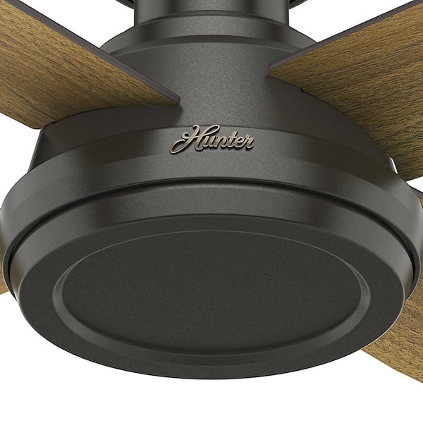 Hunter - Dempsey 52 in. Low Profile No Light Indoor Noble Bronze Ceiling Fan with Remote For Bedrooms