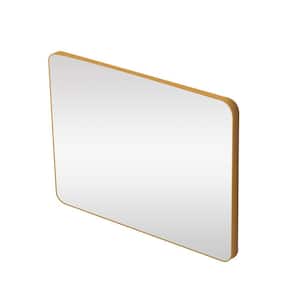 48-in. W x 36-in. H Small Rectangular Aluminum Framed Wall Mounted Bathroom Vanity Mirror in Gold