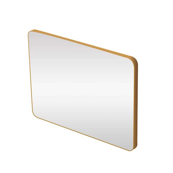 FORCLOVER 48-in. W x 36-in. H Small Rectangular Aluminum Framed Wall Mounted Bathroom Vanity Mirror in Gold