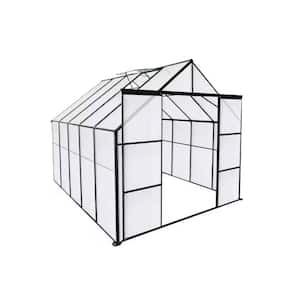 8 ft. x 10 ft. Double Door Aluminum Heavy Duty Walk-in Greenhouse for Outdoor Backyard in All Seasons, Black