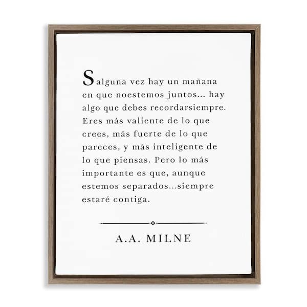 Stupell Industries A. A. Milne Quote Translation by Lettered and Lined Brown Floater Frame Typography Graphic Art Print 21 in. x 17 in.