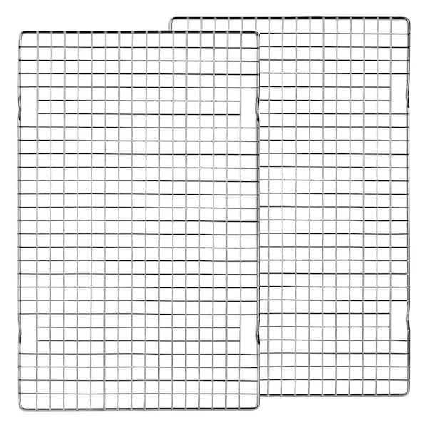 2 Pack Nonstick Steel Cooling Rack Set Black Grid Pattern Stable Feet Oven Safe for Roasting Baking Grilling Cookies