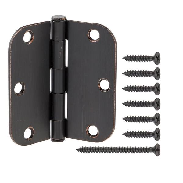 Everbilt - 3-Pack 3-1/2 in. x 5/8 in. Radius Oil-Rubbed Bronze Squeak-Free Butt Door Hinge