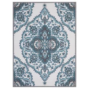 Ottohome Collection Non-Slip Rubberback Modern Moroccan 2x3 Indoor Area Rug/Entryway Mat, 2 ft. 3 in. x 3 ft., Off-White