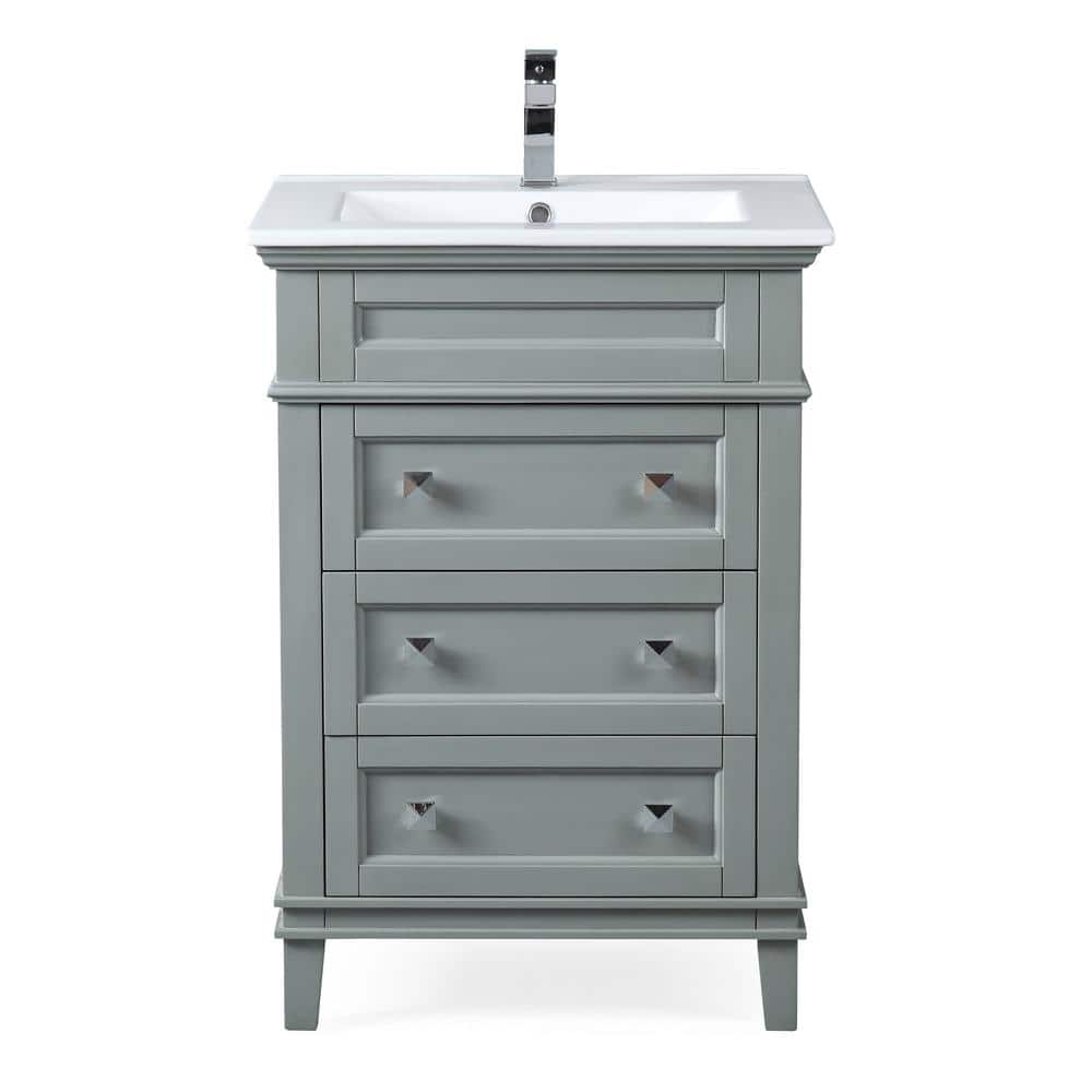 Felix 24 in. W x 18.5 in D. x 34.5 in. H Bathroom Vanity in Gray with White
