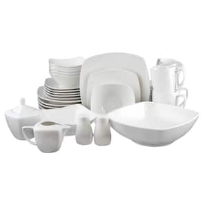 Zen 39-Piece Solid White Porcelain Dinnerware Set (Service for 6)