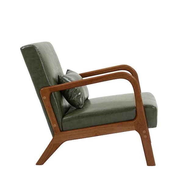 Uixe Hunter Green Faux Leather Upholstered Accent Arm Chair with