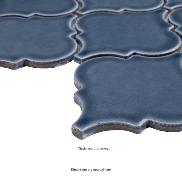 MSI Bay Blue Glossy Arabesque 11 in. x 15 in. Glossy Ceramic