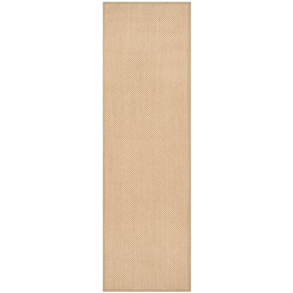 Natural Fiber Maize/Linen 3 ft. x 8 ft. Border Runner Rug