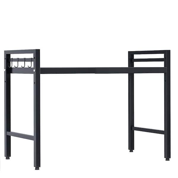 12.6in D x 17.1in H x 25.2in W Black Assembled Stainless Steel Expandable Kitchen Countertop Organizer Shelf with Hooks