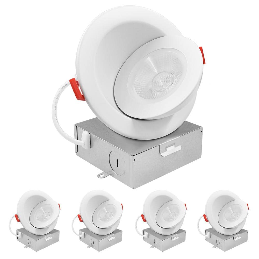 4 in. Floating Adjustable LED Can less Recessed Light, J-Box, 5CCT 2700K-5000K, Dimmable, 12W, 1000LM, Damp Rated 4-Pack price history on PriceWatchPro