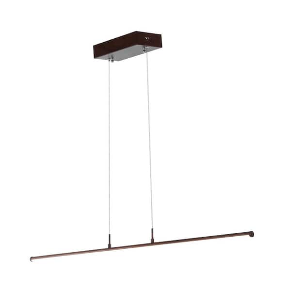 JONATHAN Y Conley 39.5 in. 1-Light Dark Brown Dimmable Adjustable Integrated LED Metal Linear Pendant Light