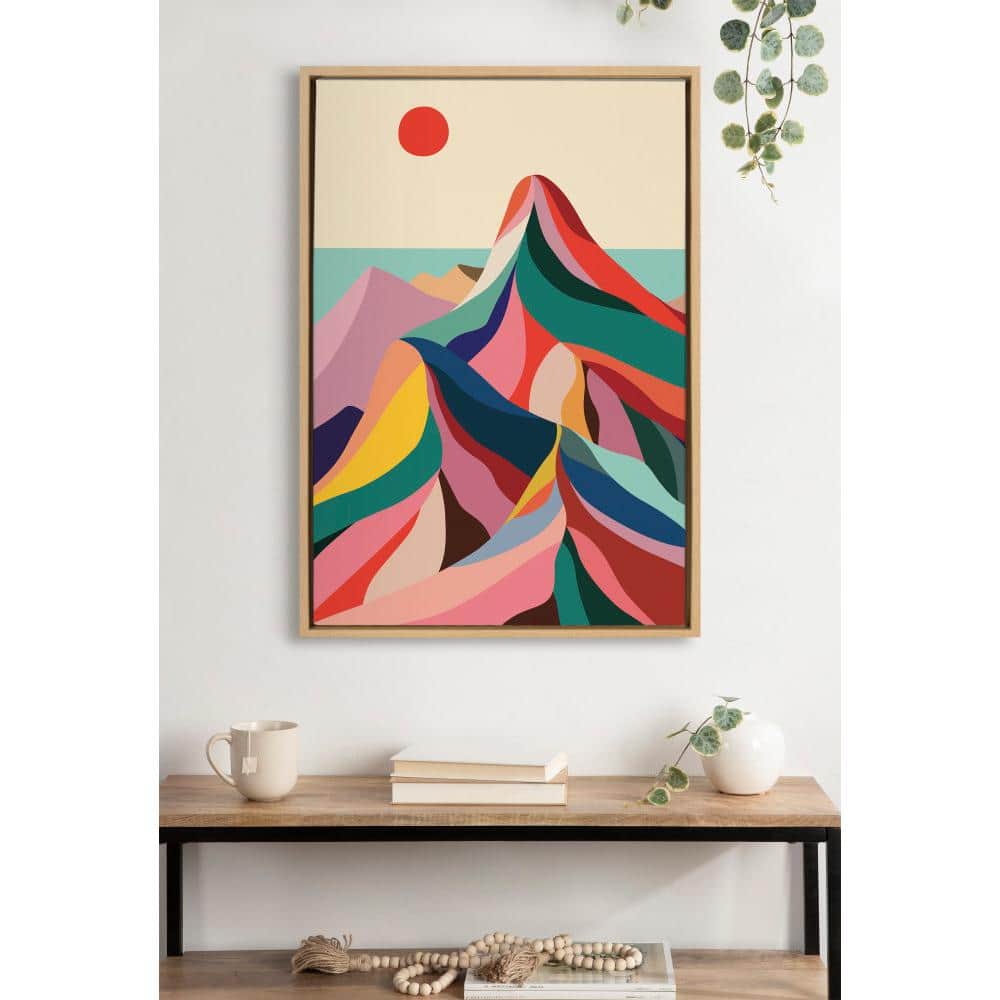 Colorful Abstract Landscape Canvas Print with Natural Frame, 23x33