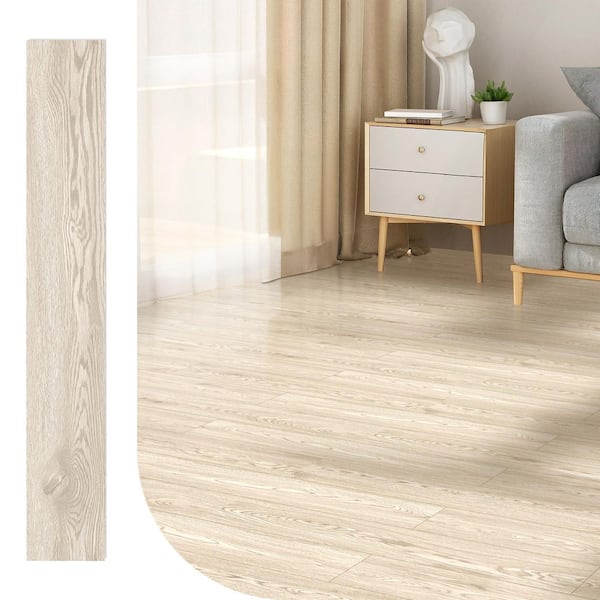 Antique White12MIL 7.2 in. x48 in. Waterproof Click Lock Vinyl Plank Flooring, SPC Rigid Core Flooring(24 sq. ft. /box)