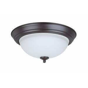 13 in. 20-Watt Bronze Integrated LED Ceiling Flush Mount with Frosted Glass Diffuser