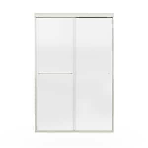 48 in. W x 72 in. H Double Sliding Framed Shower Door in Brushed Nickel with 6 mm Tempered Glass and Handle