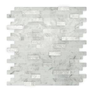 Camarillo White and Gray 4 in. x 4 in. Stone Self-Adhesive Wall Mosaic Tile Sample (0.11 sq. ft./Each)