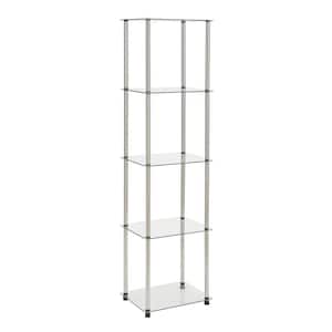 Designs2Go Classic 61.25 in. Glass/Stainless 5-Shelf Accent Bookcase