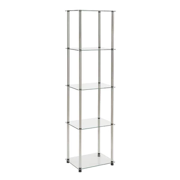 Convenience Concepts Designs2Go Classic 61.25 in. Glass/Stainless 5-Shelf Accent Bookcase