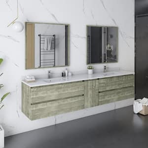 Formosa 84 in. W x 20 in. D x 20 in. H Bath Vanity in Sage Gray with Vanity Top in White with 2-White Sinks and Mirrors