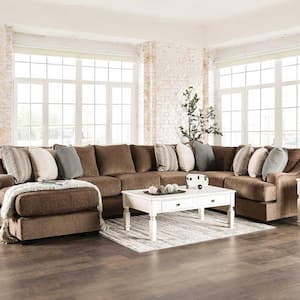 Desert Sky 102 in. W Chenille U-Shaped Sectional in Brown