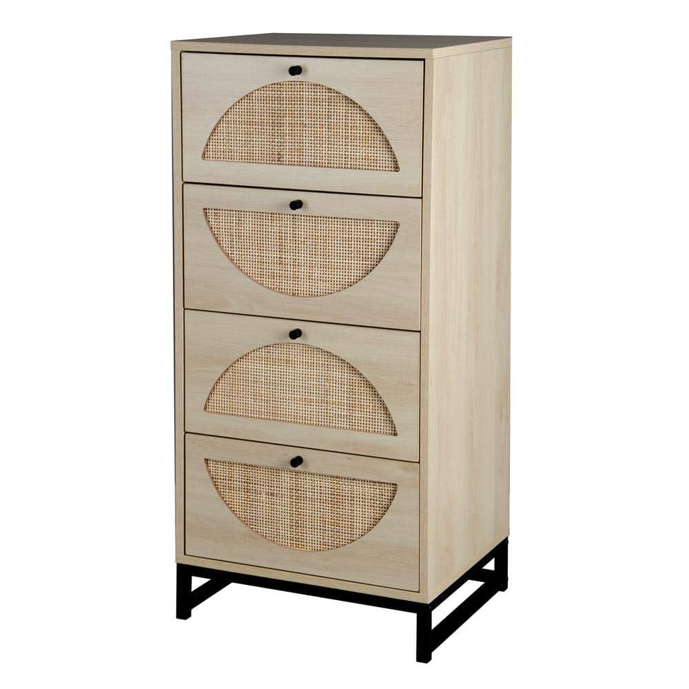 18.9 in. W x 15.75 in. D x 40.75 in. H Natural Beige Wood Linen Cabinet wit