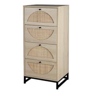 18.9 in. W x 15.75 in. D x 40.75 in. H Natural Beige Wood Linen Cabinet with 4-Drawers