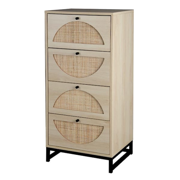 Unbranded 18.9 in. W x 15.75 in. D x 40.75 in. H Natural Beige Wood Linen Cabinet with 4-Drawers
