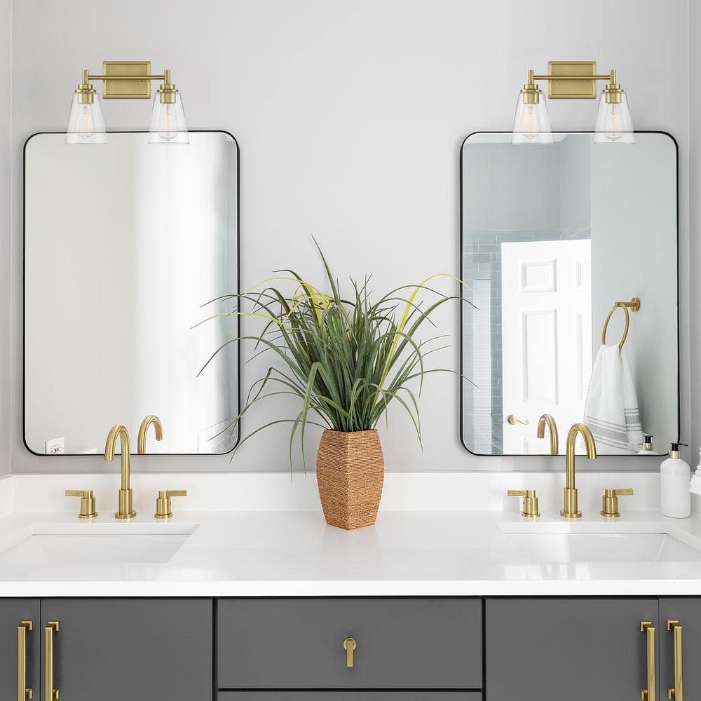 Westin Brushed Gold 15" Vanity Light with Clear Glass Shades