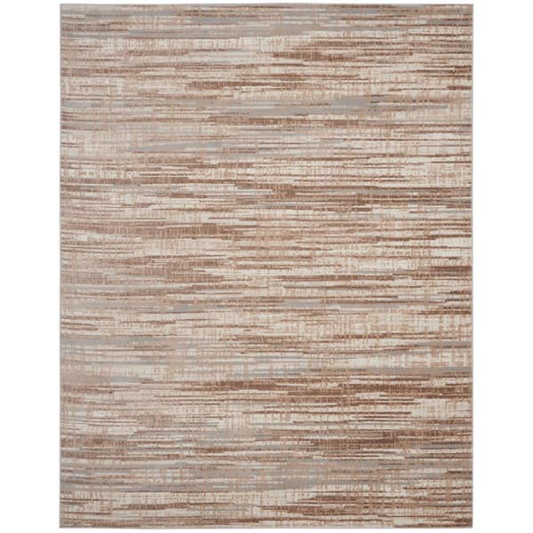 Elation Ivory Grey 9 ft. x 12 ft. Floral Medallion Contemporary Area Rug