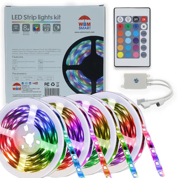 WBM SMART Multi-Color Cabinets LED Strips Light Kit RF Remote Control (2X5M) (Pack of 2)
