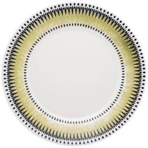 10.24 in. Actual Green and Black Dinner Plates (Set of 6)