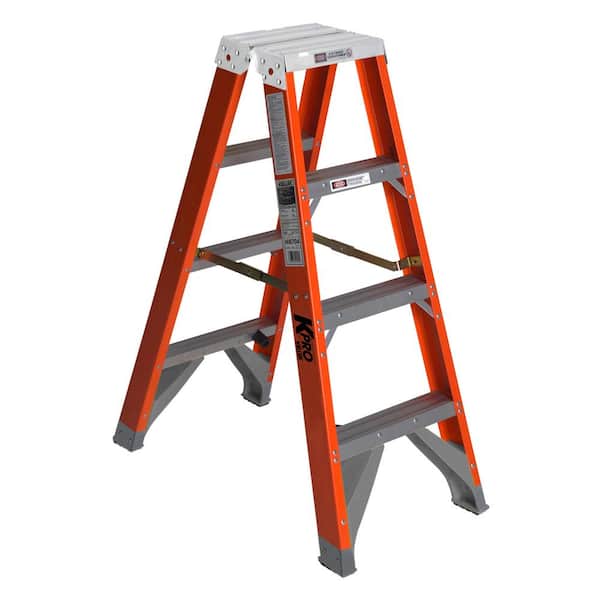 WERNER 4 ft. Fiberglass Twin Step Ladder ( 8 ft. Reach Height) 300 lbs. Load Capacity Type IA Duty Rating