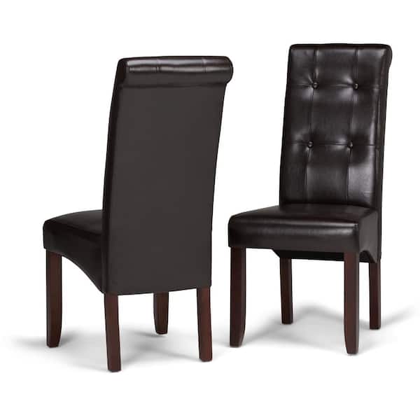 Simpli Home Cosmopolitan Transitional, Dining Room Chairs Faux Leather Brown