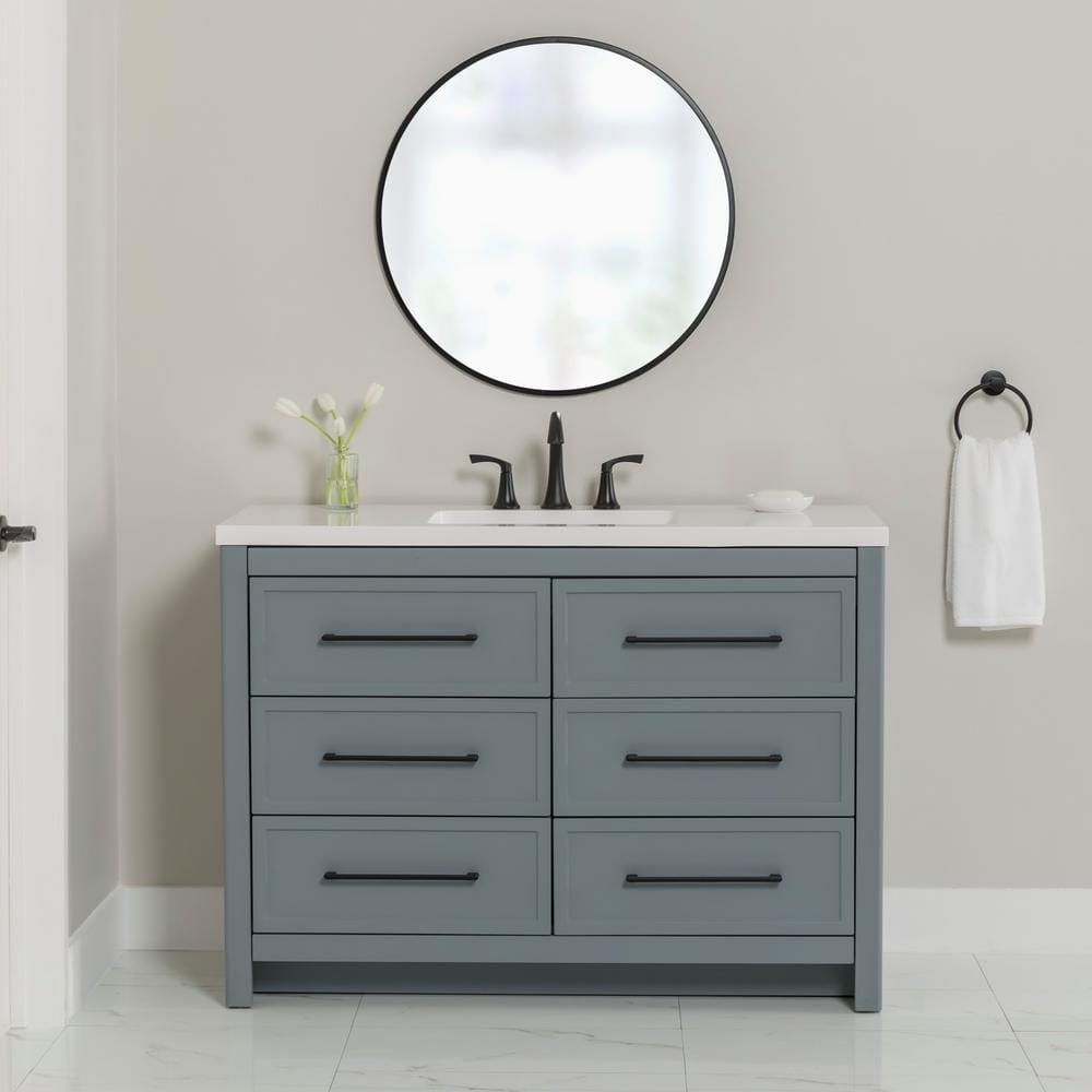 Hailey 49 in. Single Sink Laguna Blue Bath Vanity with White Cultured Marbl