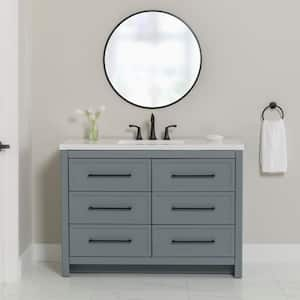 Hailey 48 in. W x 19 in. D x 35 in. H Single Sink Freestanding Bath Vanity in Laguna Blue with White Cultured Marble Top