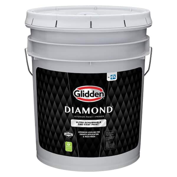Glidden Diamond 5 Gal. Pure White Eggshell Interior Paint and Primer