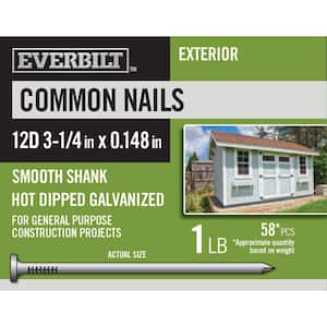 12D 3-1/4 in. Common Nails Hot Dipped Galvanized 1 lb (Approximately 58 Pieces)