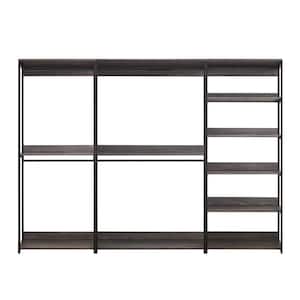 Monica 111 in. W Rustic Gray Freestanding 3 Tower System 7 -Shelf Walk in Wood Closet System with Metal Frame