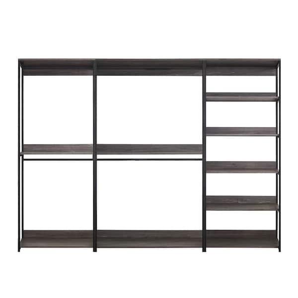 Klair Living Monica Wood and Metal Walk-In Closet with 5 Shelves in Rustic Gray