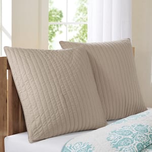 Camila Taupe 26 in. x 26 in. Cotton Quilted Euro Sham