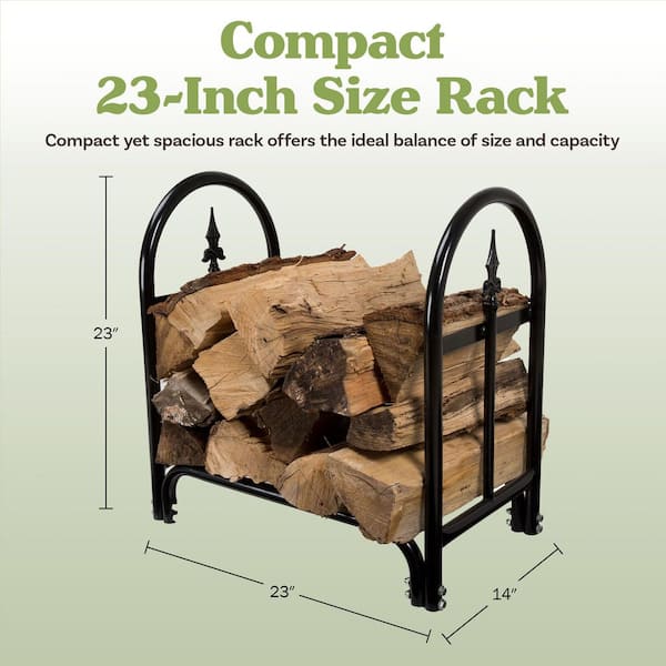 Pure Garden 23 in. Fireplace Log Rack with Finial Design M150028