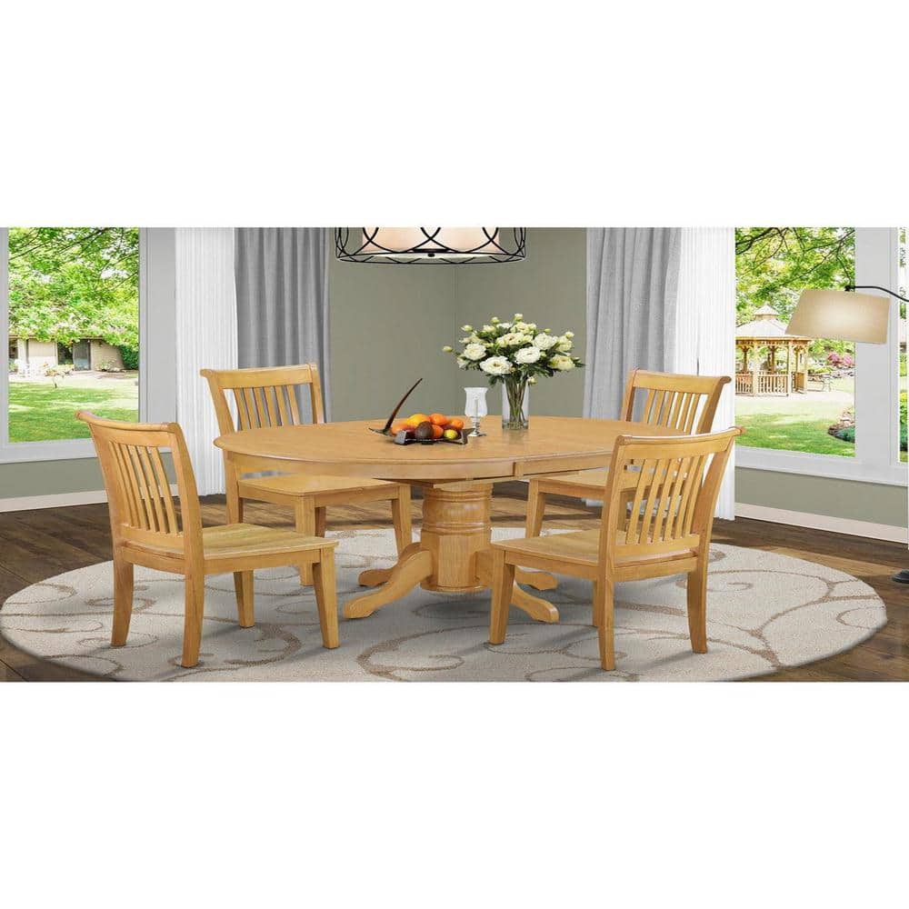 5-Piece Natural Oak Finish Solid Wood Top Dining table with 4 Chairs with Lattice Back price history on PriceWatchPro