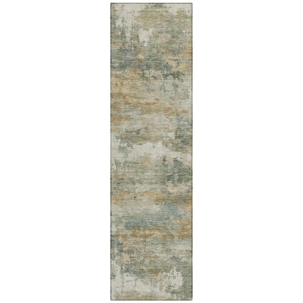 Chantille Machine Washable Indoor/Outdoor Abstract ACN2810 Sage 2 ft. x 7 ft. Runner Rug