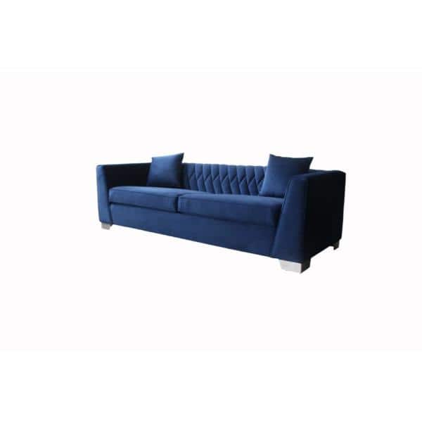 Cambridge 90.5'' Blue Velvet Contemporary Stationary Sofa