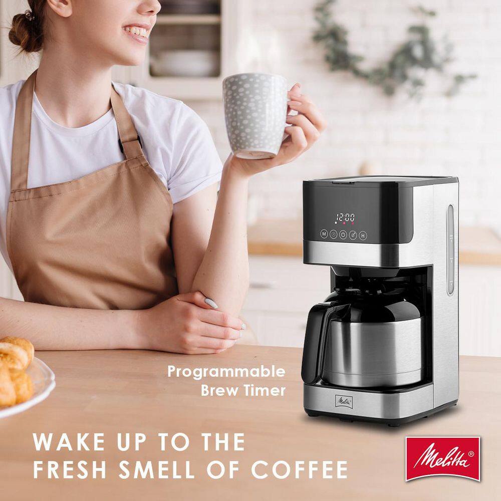 Sleek 8-Cup Stainless Steel Programmable Drip Coffee Maker with Thermal Carafe